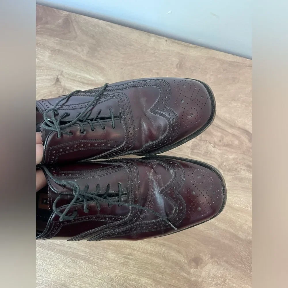 Florsheim Lexington Mens 9 Imperial Wingtip Oxford Red Leather Lace Dress Shoe